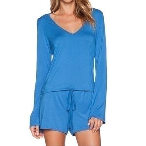 Michael Lauren Women’s Size M Marine Blue Nelson Long Sleeve One Piece Romper